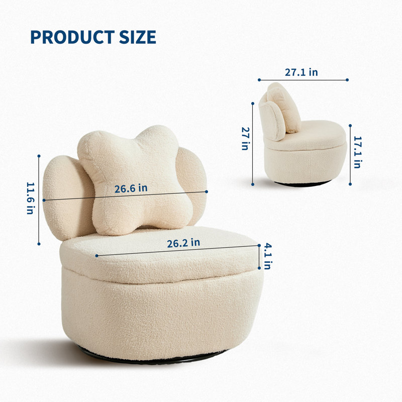 Upholstered Swivel Accent Chair, Cream
