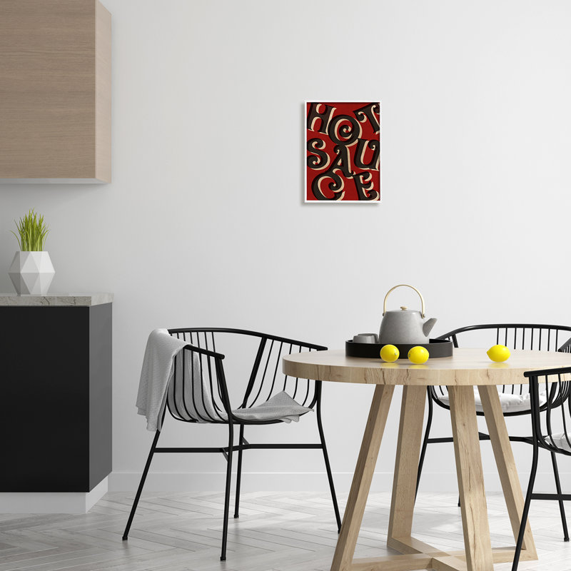 Signe de typographie fantaisiste Hot Sauce, H 14 po x l 11 po x P 1,5 po, Giclée encadrée blanc bord de mer