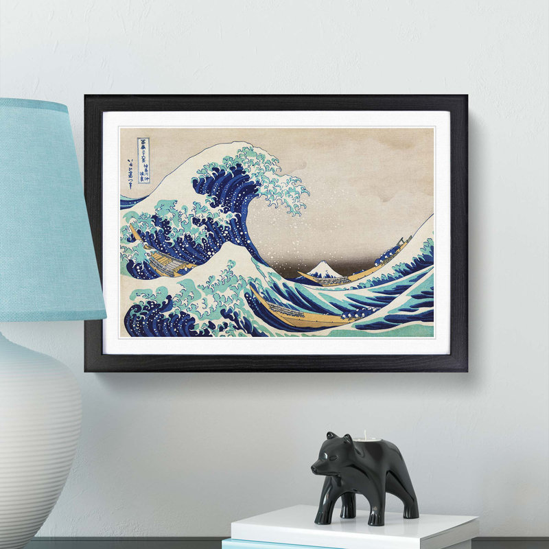 The Great Wave Off Kanagawa by Katsushika Hokusai - Picture Frame Painting Print on MDF, Black Framed
