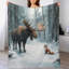 Jeté en flanelle Moose Fox Snowy Woods Encounter Luxury-133045034