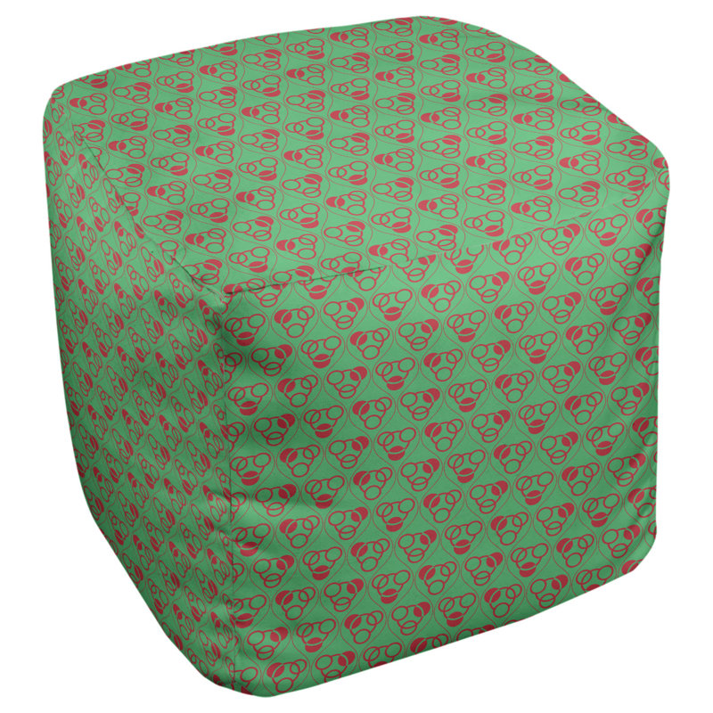 Pouf géométrique carré de 13 po de largeur, Vert