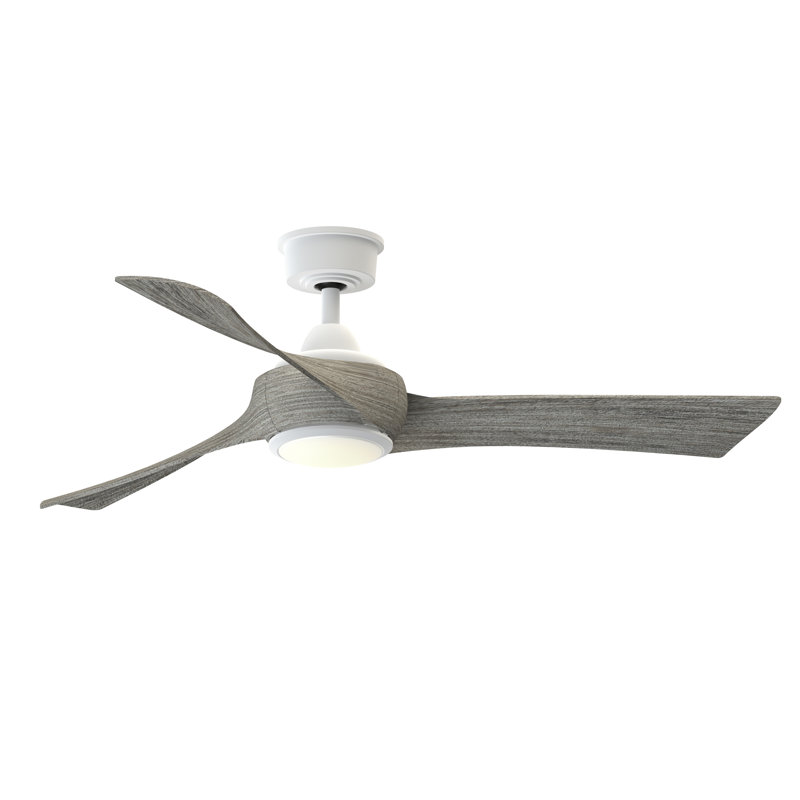Wrap Custom 52 inch Indoor/Outdoor Ceiling Fan with LED CCT Select Light Kit - Matte White with Weathered Wood blades