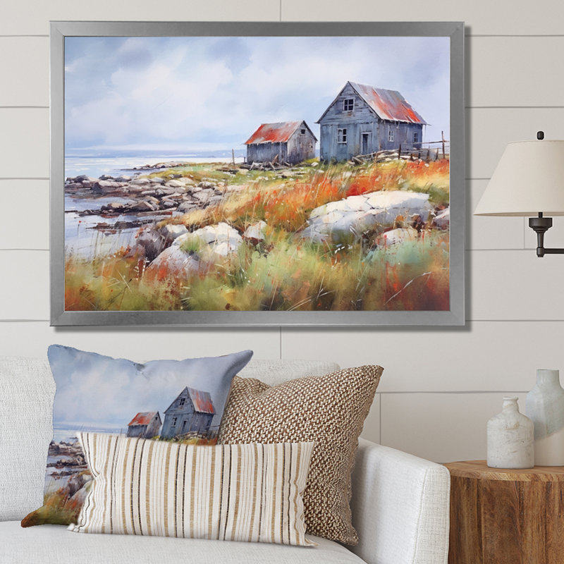 Rustic Refuge Lakehouse II sur impression sur toile, H 34 po x l 44 po x P 1,5 po, Cadre simple argenté
