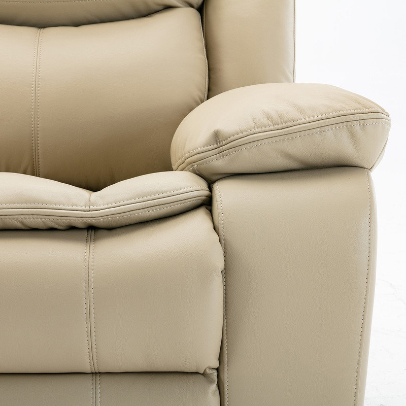 Fauteuil inclinable manuel en cuir respirant pour le salon, crème