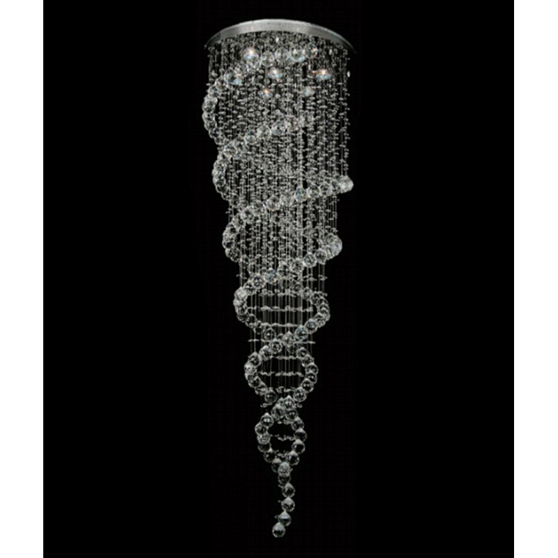 Lustre 10 lumières en chrome avec cristaux transparents suspendus