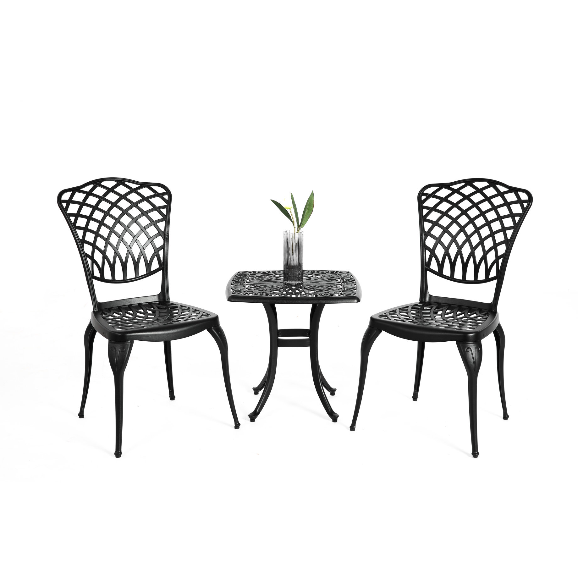 Latitude Run® 3 Piece Patio Furniture - Cast Aluminum 2 Chairs & 1 ...