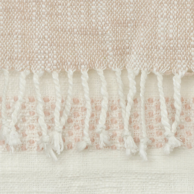 Handmade Throw Blanket, Pink/White