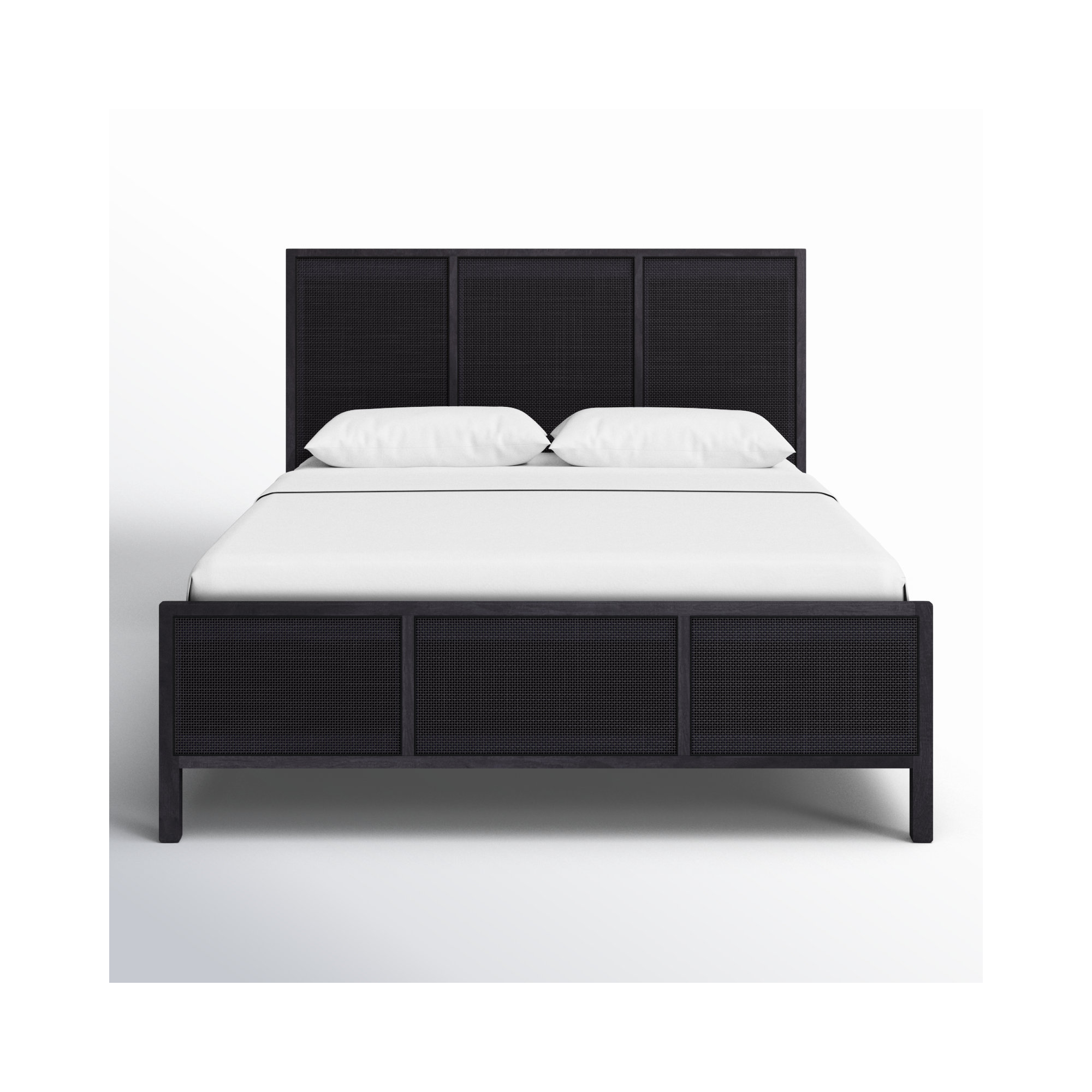 Nellie Cane Bed, Queen, Black Wash W/ Black Cane