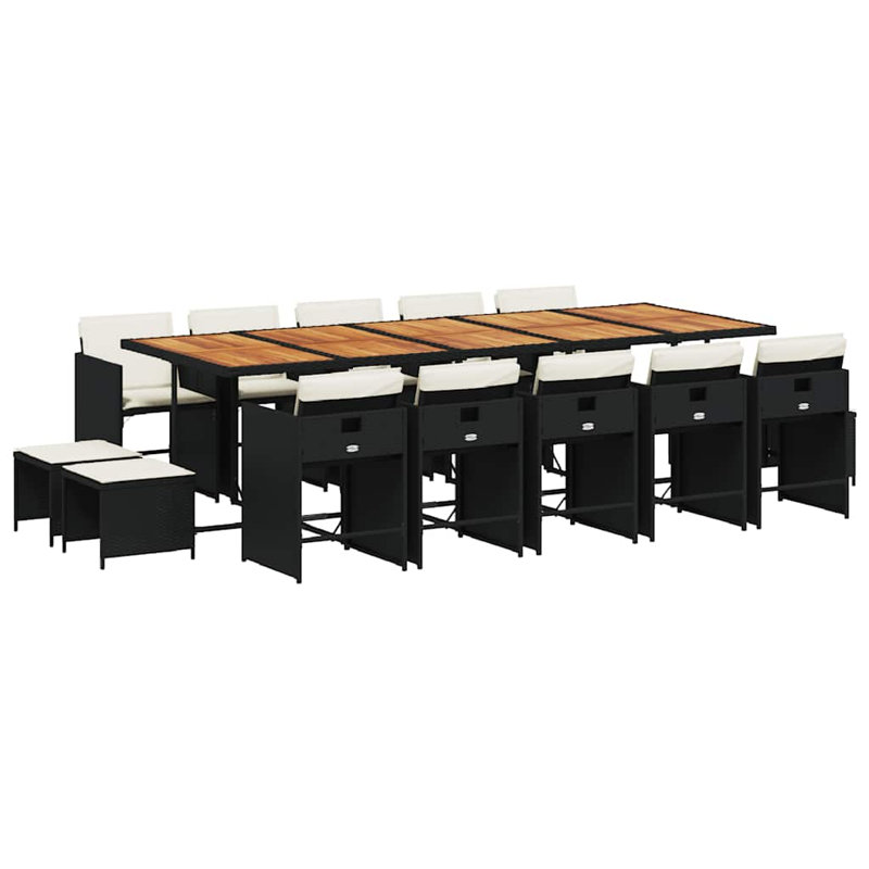 vidaXL Garden Dining Set Black and Cream