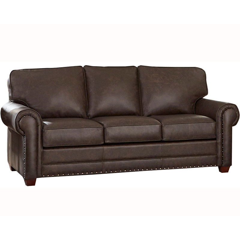 Abinesh Upholstered 83'' Sleeper Sofa, Brown Top Grain Leather