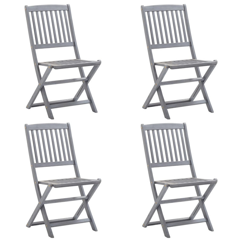Fransen Folding Patio Dining Side Chair, Grey