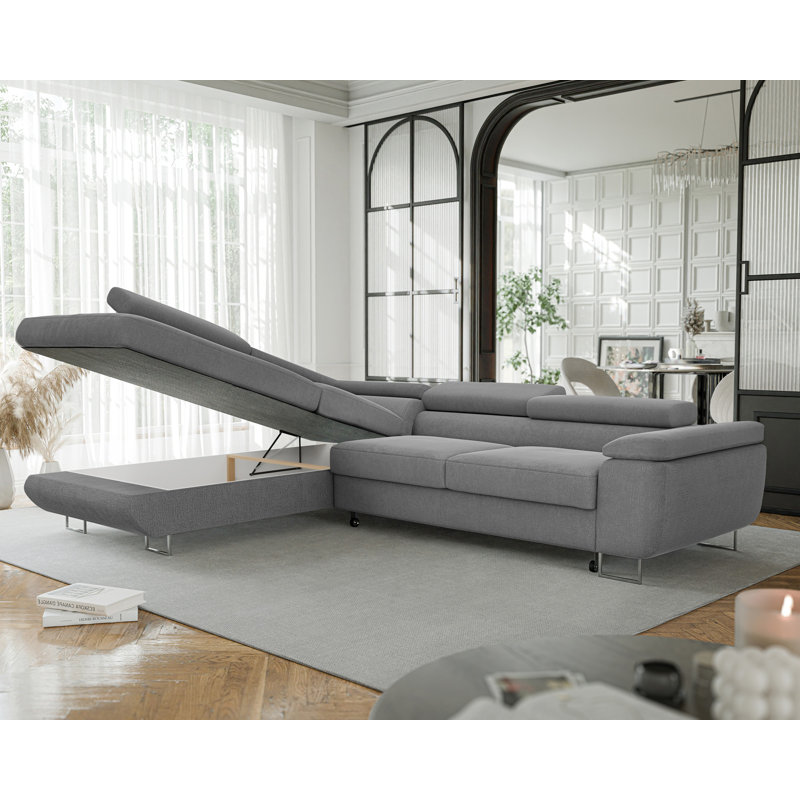 4 Seater Sofa Bed, Dark Grey, Left Hand Facing