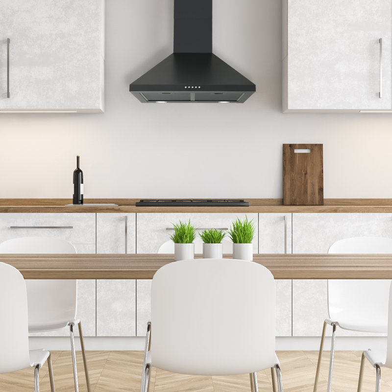 Ancona 24” 280 CFM Convertible Wall Mount Pyramid Range Hood, Black