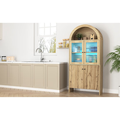 Natural Wood Grain Tech-Inspired MDF Dome Cabinet - A Smart Combination Of Snack Storage And LED Lighting.