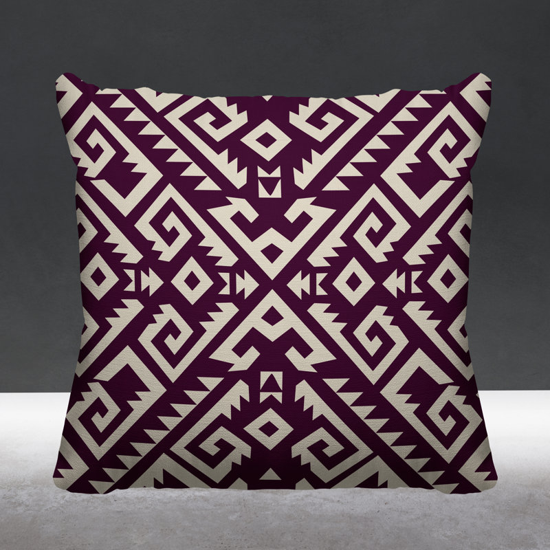 Coussin intérieur / extérieur Chitto Southwestern, L 19 po x H 19 po, Mauve