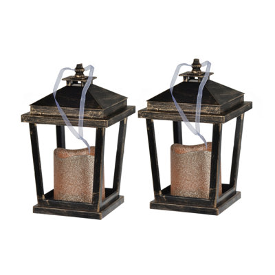 Set Of 2 Menifee Lantern With Led Candle, Short 5X5x8.5"