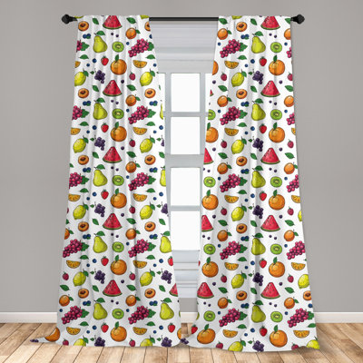 Fruits Floral Semi-Sheer Rod Pocket Curtain Panels