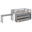 Lit mezzanine simple en bois avec bureau d'écriture rétractable, 4 tiroirs et tablettes de rangement, lit mezzanine avec bureau mobile latéral-1280994264