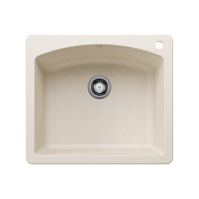 Diamond Silgranit 25" Single Bowl Dual Mount Kitchen Sink - Soft White