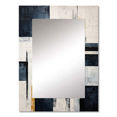 Indigo Illusion Abstract Shapes VI - Abstract Shapes Decorative Wall Mirror, Modern Mirror, Printed Metal Art