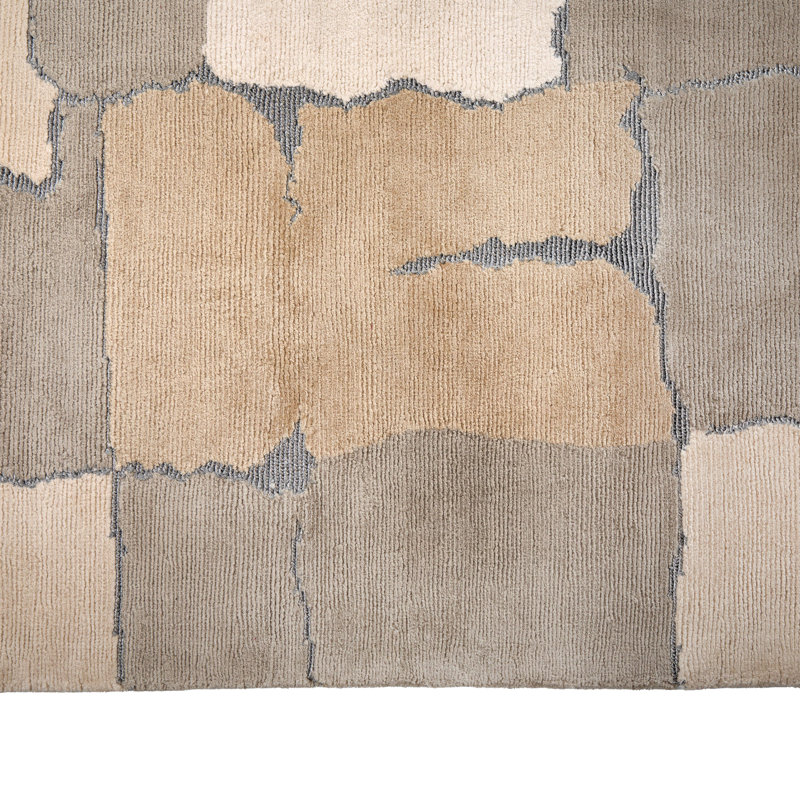 Natural Contemporary Silk Metal Blend Rug, Rectangle 9' x 12'
