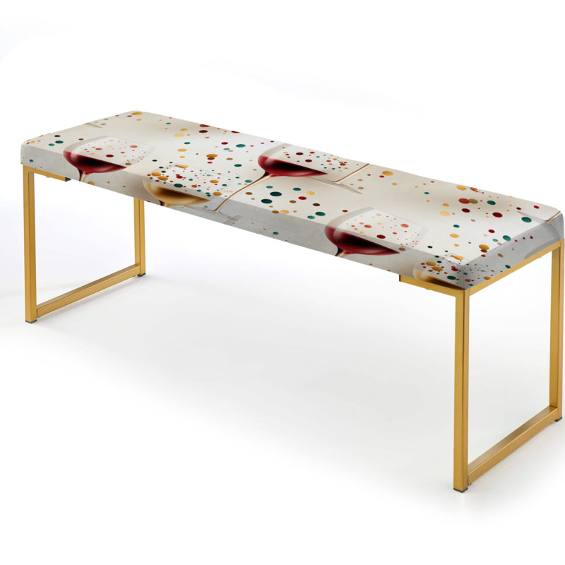 Wine Champagne Spots - Floral Upholstered Gold Bench
