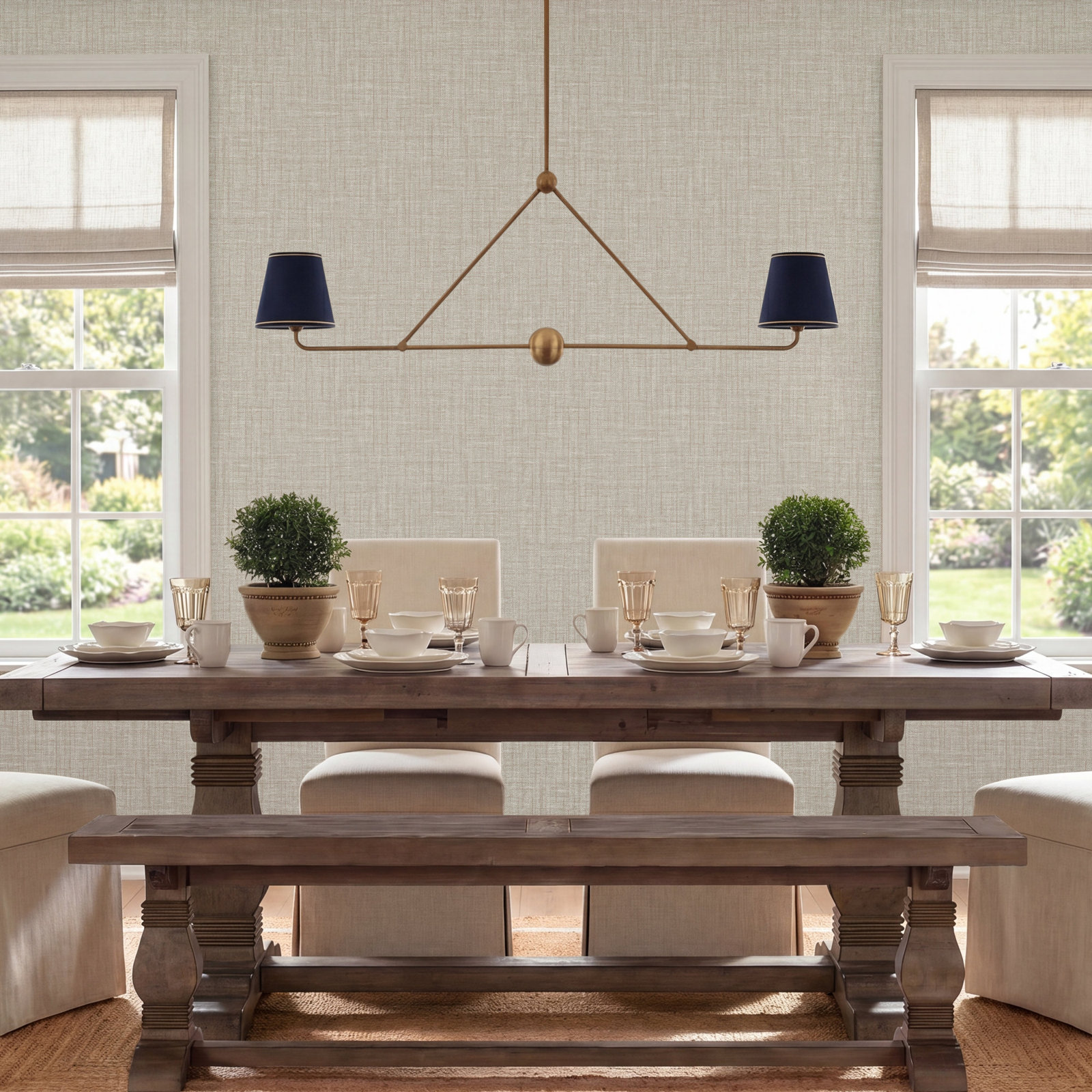 Textured Linen Wallpaper Roll, Taupe