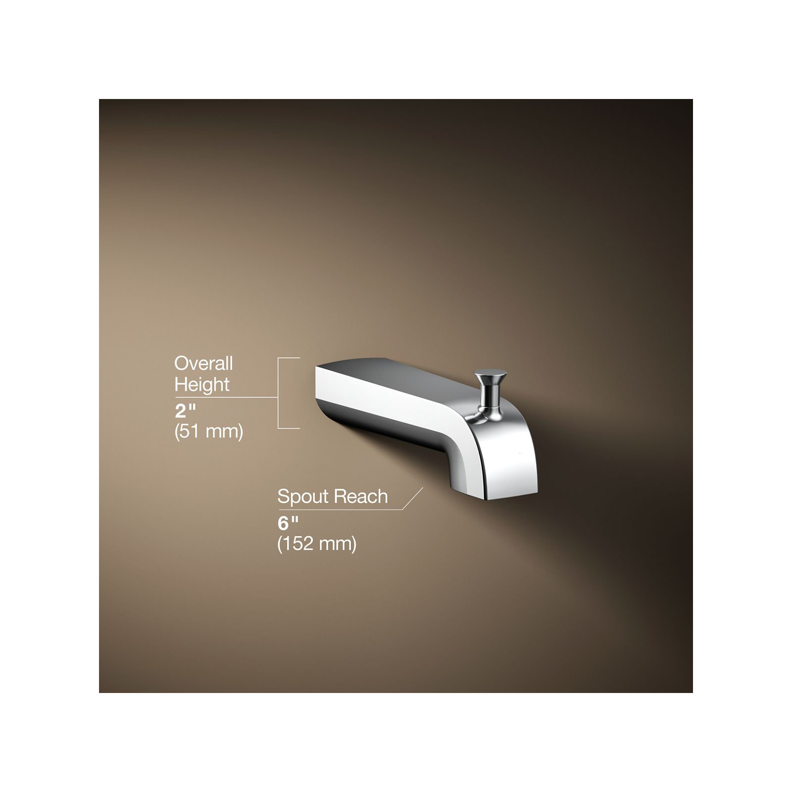 Pitch Wall-Mount Diverter Bath Spout, Polished Chrome