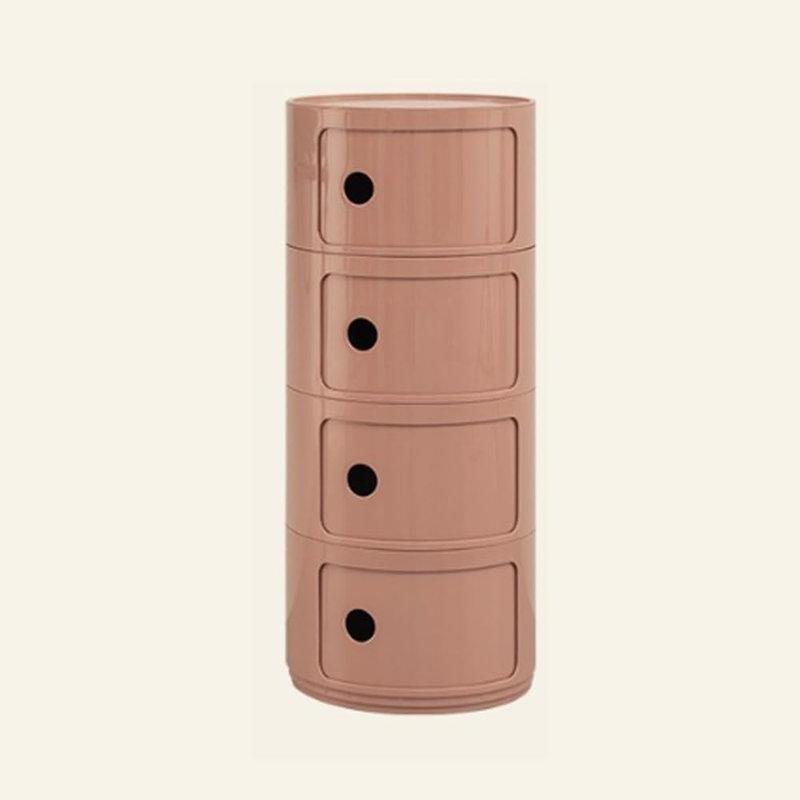 4 Tiers Round Storage Drawers  – Stackable Round Nightstand Drawers, Pink