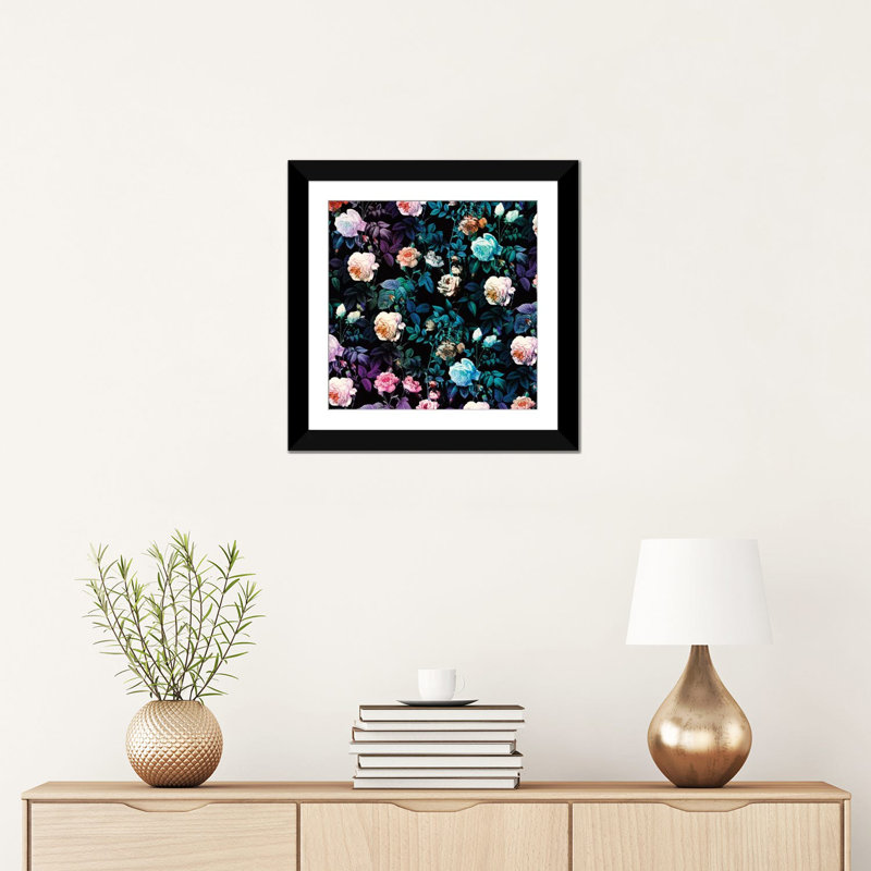 « night forest », impression sur toile tendue, H 12 po x l 12 po x P 1,5 po, Papier d'art encadré noir, Pas de tapis