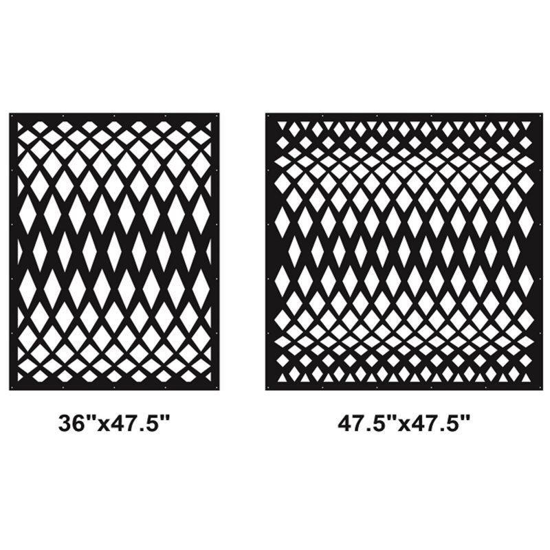 Panneau d'intimité en aluminium découpé au laser à motif géométrique Dime, Argent, L 36 po x H 36 po