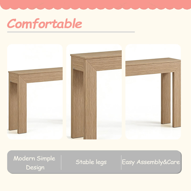 Table de canapé simple, table d'appoint élégante, table de vestibule, console, Bois naturel