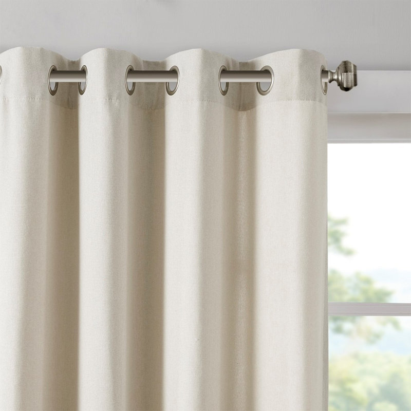 Natural Solid Heathered Grommet Curtain Panel