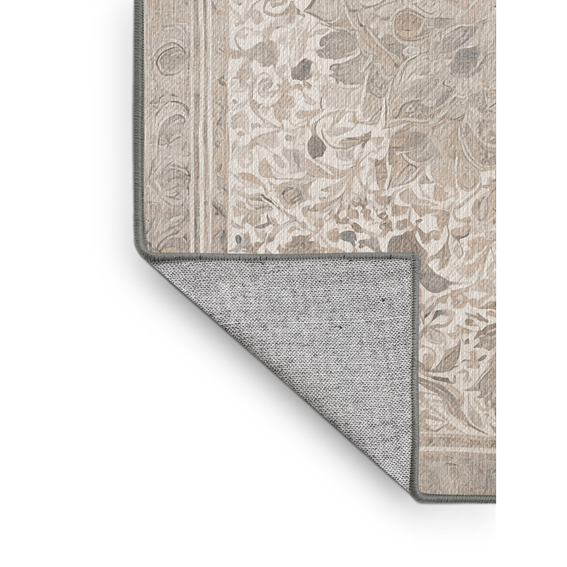 Machine Washable Gray Area Rug, Square 4'