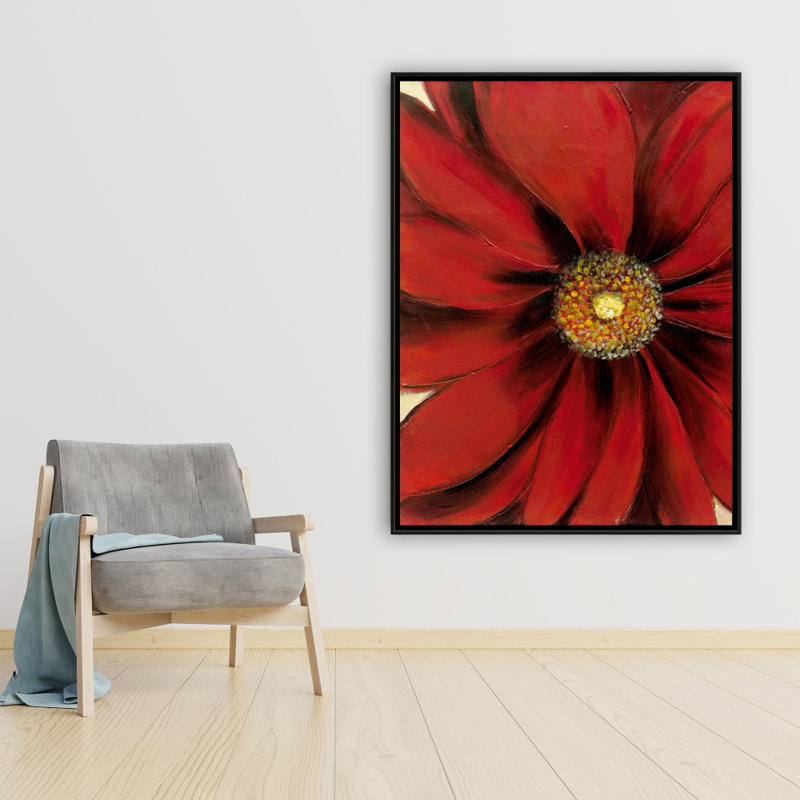Red Daisy Print On Canvas