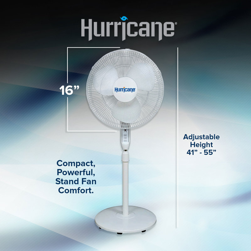 Ventilateur oscillant / debout Hurricane, H 4,9 po x l 18,5 po x P 23 po, Blanc