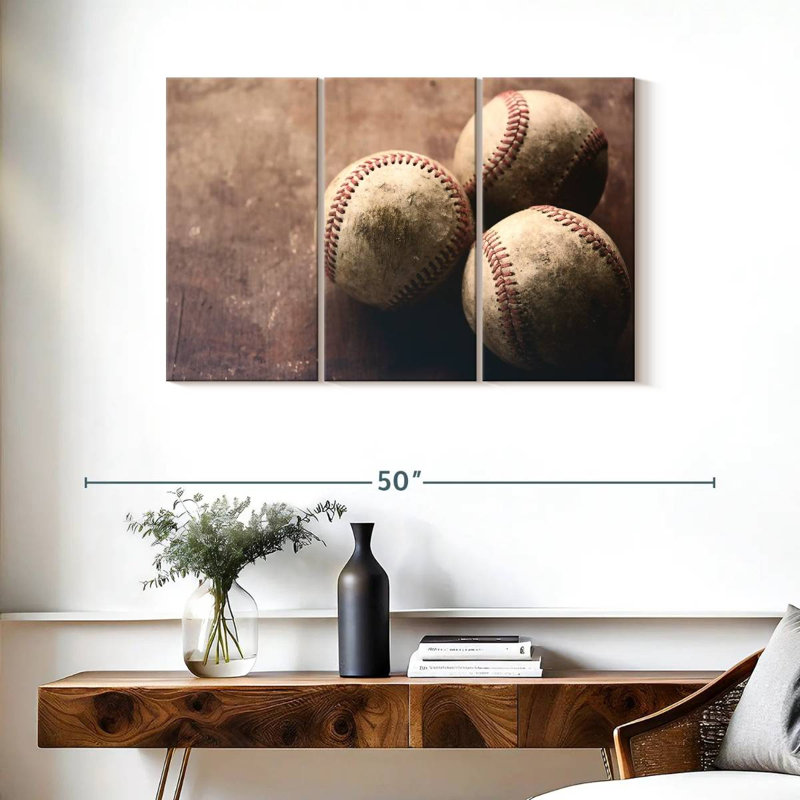 Trio de baseball Sireci, H 24 po x l 38 po