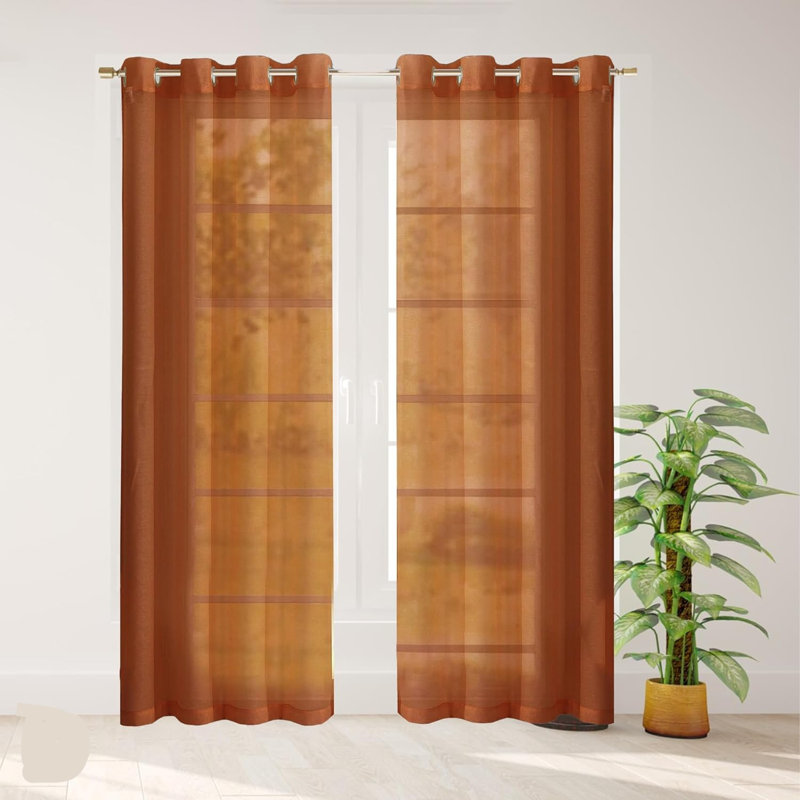 Solid Sheer Curtains for Living Room and Bedroom 110"W x 84"L Window Sheers Window Drapes, Spice