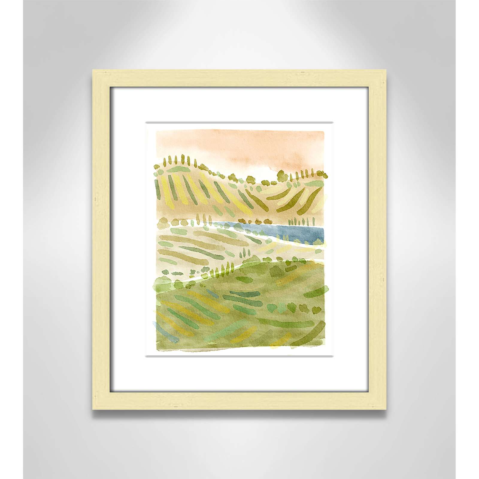 Tuscan Countryside Print by Leah Straatsma, White, 15" H x 13" W x 1.25" D, Gold Single Picture Framed Paper