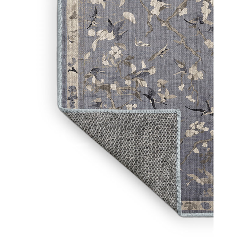 Machine Washable Blue Area Rug, Rectangle 8' x 12'