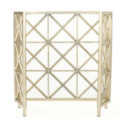 Iron 3 Fireplace Defensive Guard Screen, X Style, Rose Gold/Black/Gold Options, 30.64" Height X 49.28" Width 14" Depth Partition Pattern, 30.64"X49.28"X14