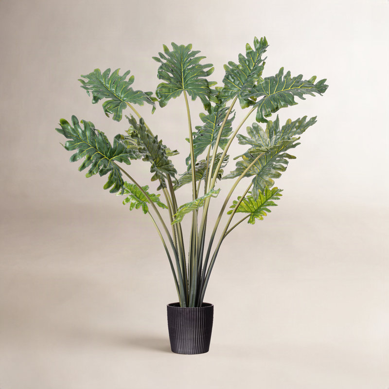 Grand buisson de Philodendron artificiel en pot, H 38 po x l 40 po x P 40 po