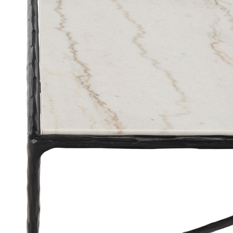 Table basse Evelynn, Marbre blanc, Noir, noir, noir, noir