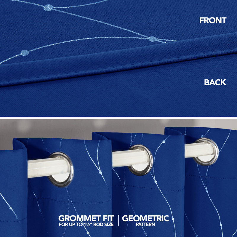 Cohmer Room Darkening Curtain Pair, Royal Blue, 42" W x 95" L