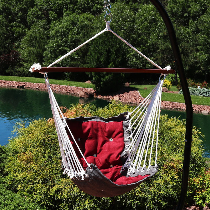 Victorian Red Polyester Hanging Chair with Cushions