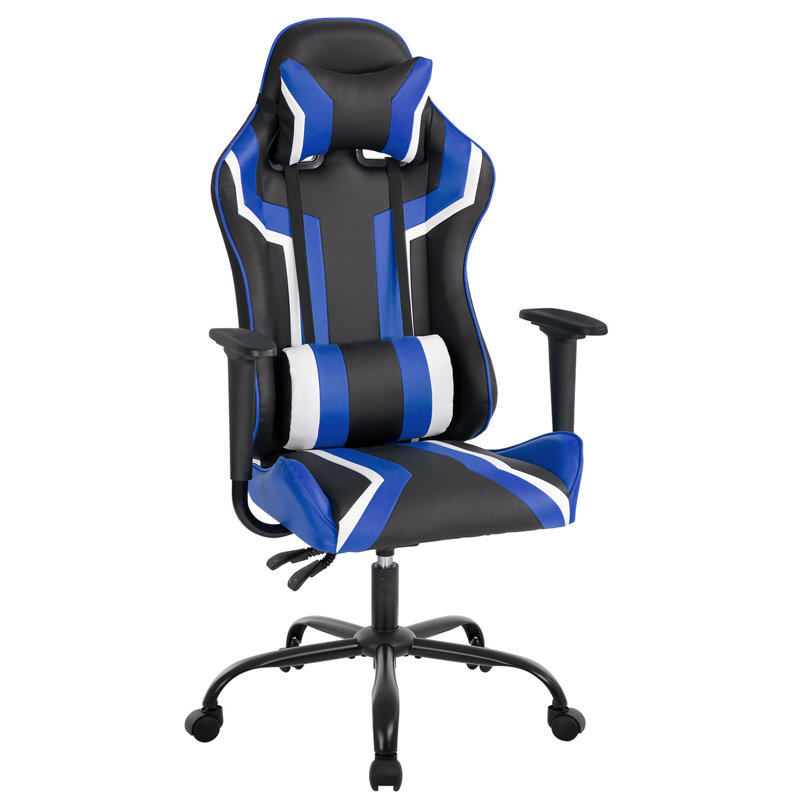 Fauteuil de jeu et de course inclinable et ergonomique en similicuir Inbox, Bleu