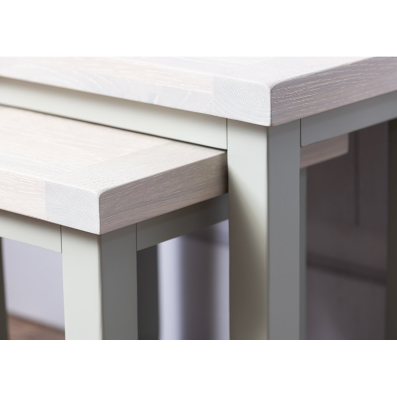 Keiser Solid Wood Nesting Tables, Misty Grey, Chalked Oak