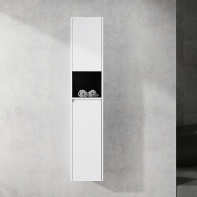 Armoire de salle de bain latérale, 2 portes à fermeture douce, conception à fixation flottante