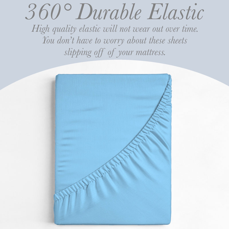 6 Piece Ultra Soft Double Brushed Microfiber Sheet Set, Cooling Sheets with Extra Deep Pockets - Machine Washable, Denim