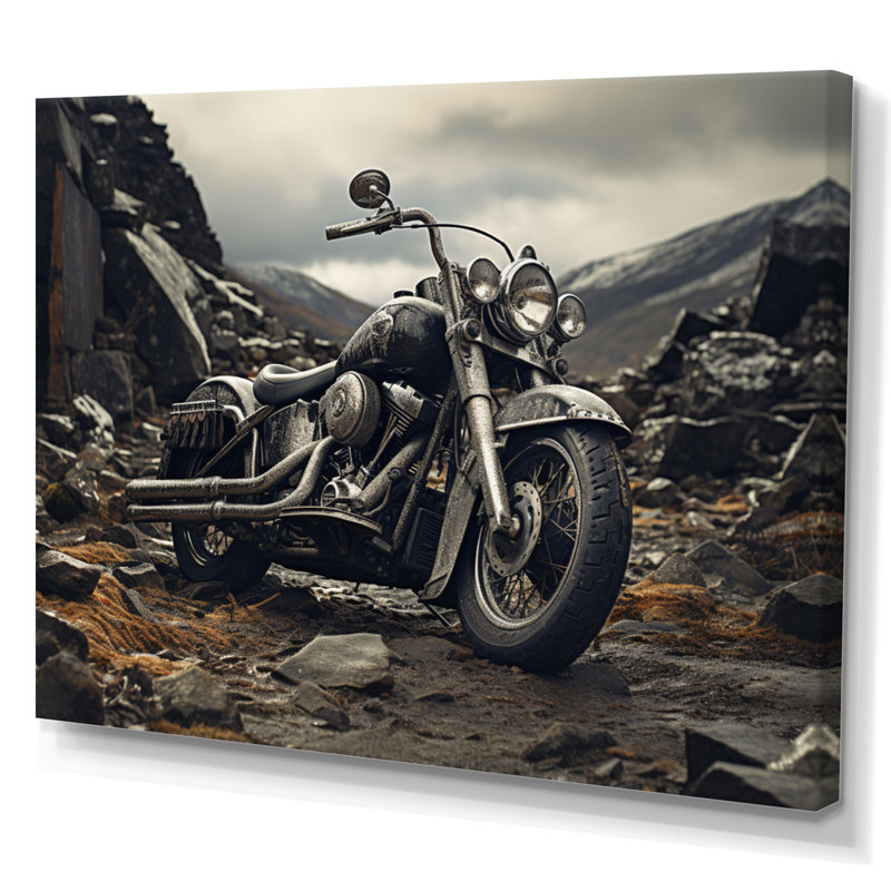 «Jarette Grey Moto», photographie de paysage monochrome encadrée, H 34 po x l 44 po x P 1,5 po, Toile tendue